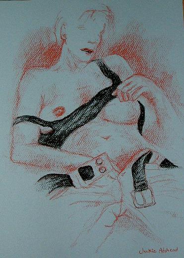 Lustful Thoughts - 14 x 10 inches - Conte pencil on pastel paper